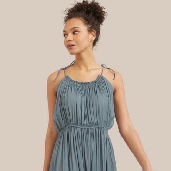 Modern Citizen Aileen Tie Shoulder Pleated Midi Dress Slate Blue Women’s Size S - Picture 3 of 13